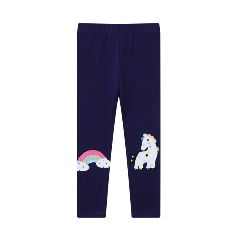 Mädchen Leggings mit zauberhaften Einhorn- und Regenbogen-Applikationen EB