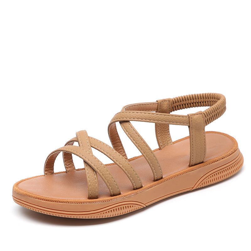 Damen Bequeme Riemchen-Sandaletten mit elastischem Fesselriemen und anatomischer Sohle EB