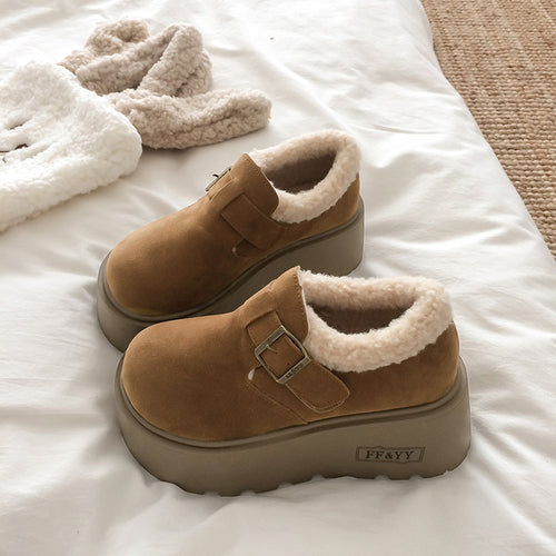 Damen Komfort Clogs mit warmem Kunstfell und modischem Riemen EB