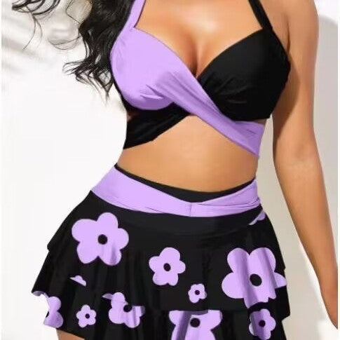 Damen Tankini-Set mit verstellbaren Trägern und schwingendem Rock EB