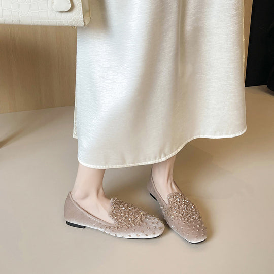 Damen Ballerinas mit funkelnden Strassapplikationen EB