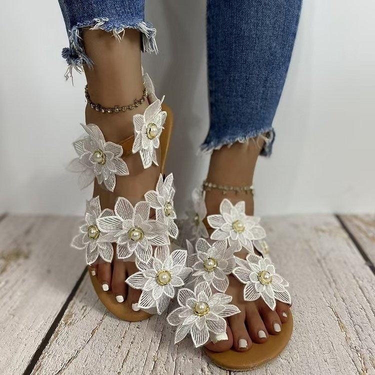Damen Elegante und romantische Sandalen mit floralen Akzenten EB