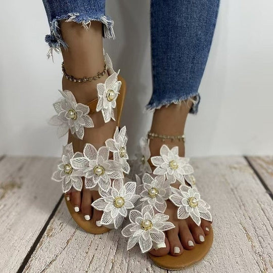 Damen Elegante und romantische Sandalen mit floralen Akzenten EB