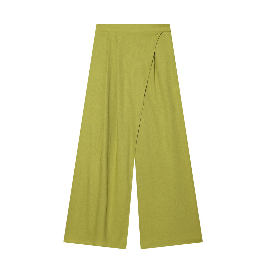 Damenweite Palazzo-Hose mit asymmetrischem Schnitt und elastischem Bund EB