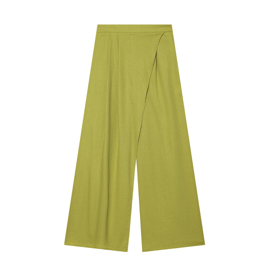 Damenweite Palazzo-Hose mit asymmetrischem Schnitt und elastischem Bund EB