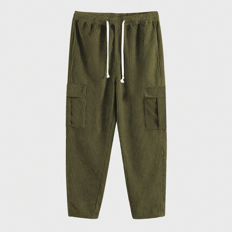 Damen lässige Cargo-Hose mit praktischen Seitentaschen und verstellbarem Kordelzug EB