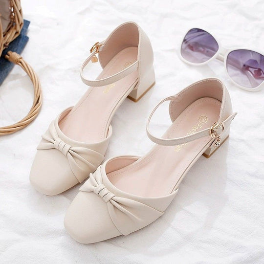 Damen Elegante Ballerinas mit praktischem Riemchen und dekorativem Knoten EB