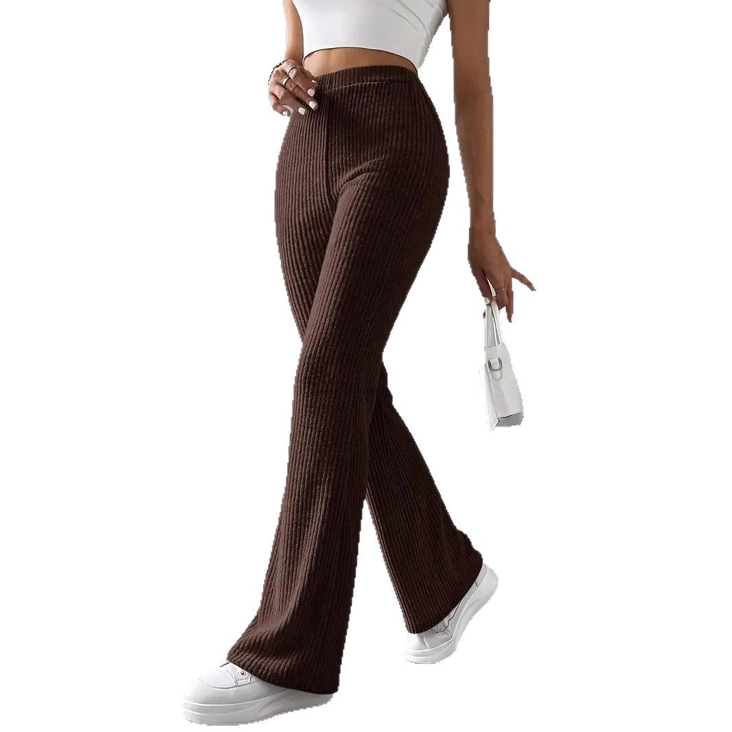 Damen Strickhose mit weitem Bein und Rippstruktur EB
