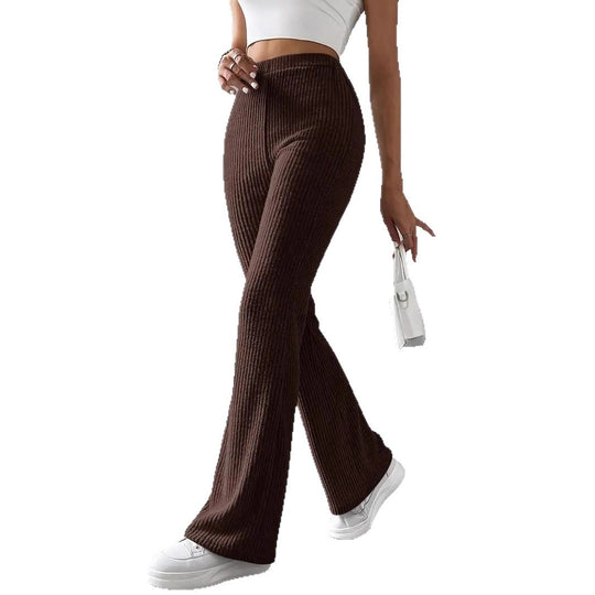 Damen Strickhose mit weitem Bein und Rippstruktur EB