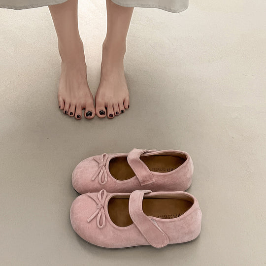 Damen Ballerinas mit praktischem Klettverschluss und verspieltem Schleifendetail EB