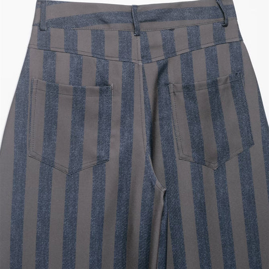 Damen weite High-Waist-Hose mit stilvollem Streifenmuster EB