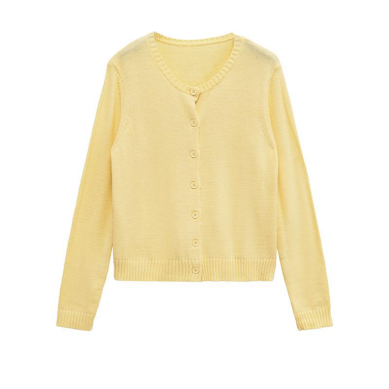 Damen leichte Strickjacke mit schlichten Knöpfen und eleganter Passform EB