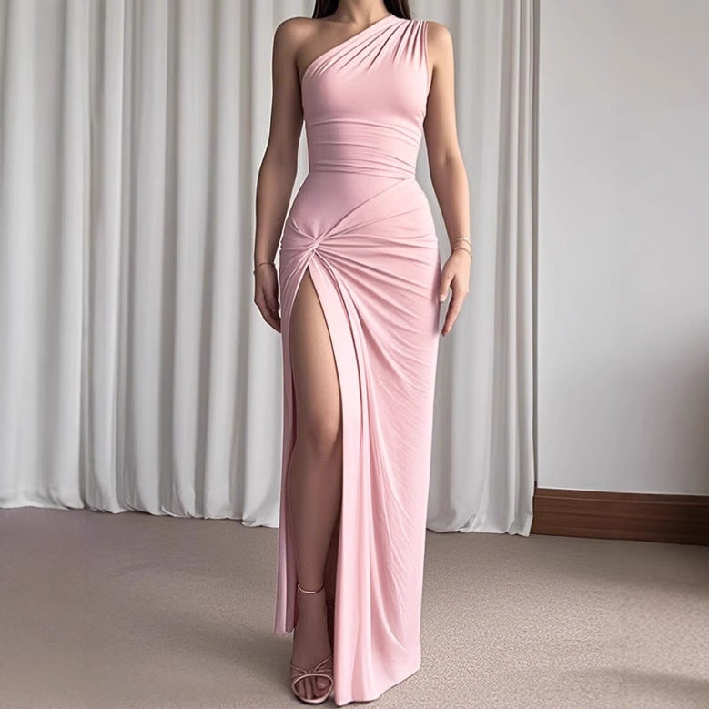 Damen Elegantes Wickelmaxikleid mit asymmetrischem Schnitt und figurformendem Design EB