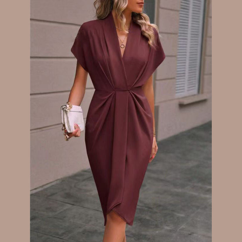 Damen Wickelkleid mit elegantem Drapierungsdesign EB
