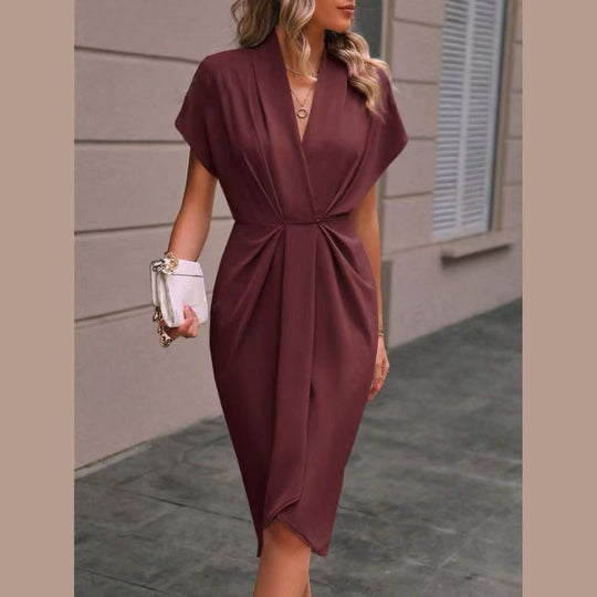 Damen Wickelkleid mit elegantem Drapierungsdesign EB