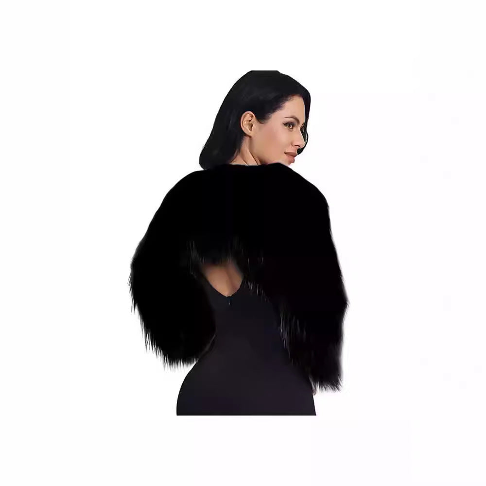 Damen Extravaganter Kunstpelzbolero mit elegantem Schnitt EB