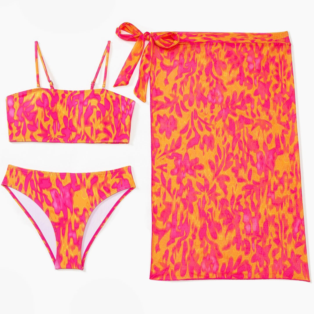 Damen Zweiteiliges Badeanzug-Set mit farbenfrohem Blumenmuster EB