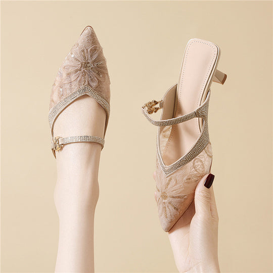 Damen Elegante Slingback-Pumps mit funkelnden Glitzerakzenten EB