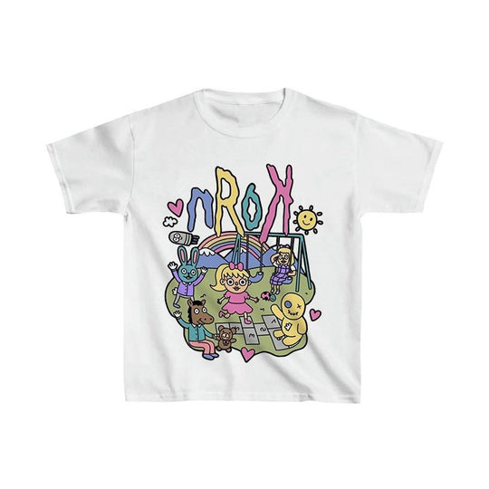 Damen Kurzarm T-Shirt mit verspieltem Grafiken-Design EB