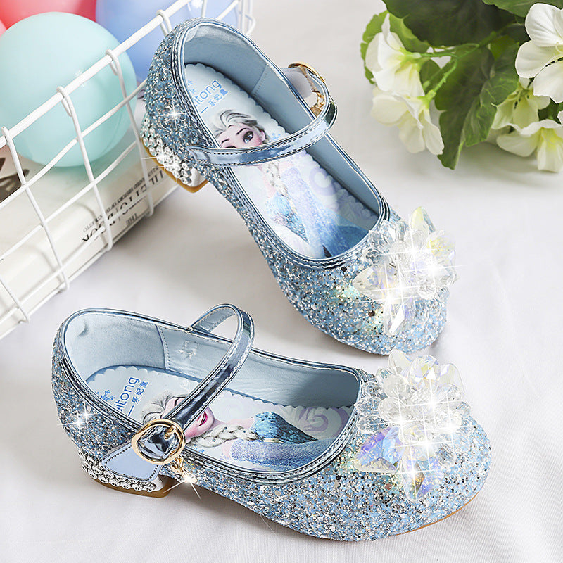 Mädchen Glitzernde Mary Jane Schuhe mit funkelnden Blumenapplikationen EB