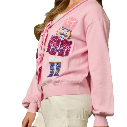Damen Strickjacke mit funkelnden Details und raffinierten Schleifen EB