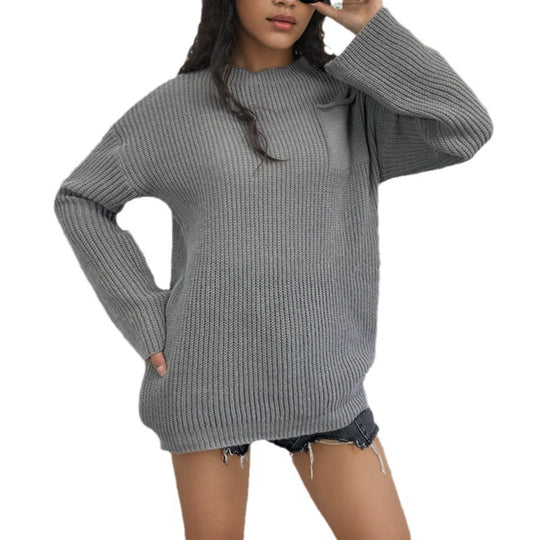 Damen Großer Strickpullover mit modernem Rippenmuster und angeschnittenen Ärmeln EB