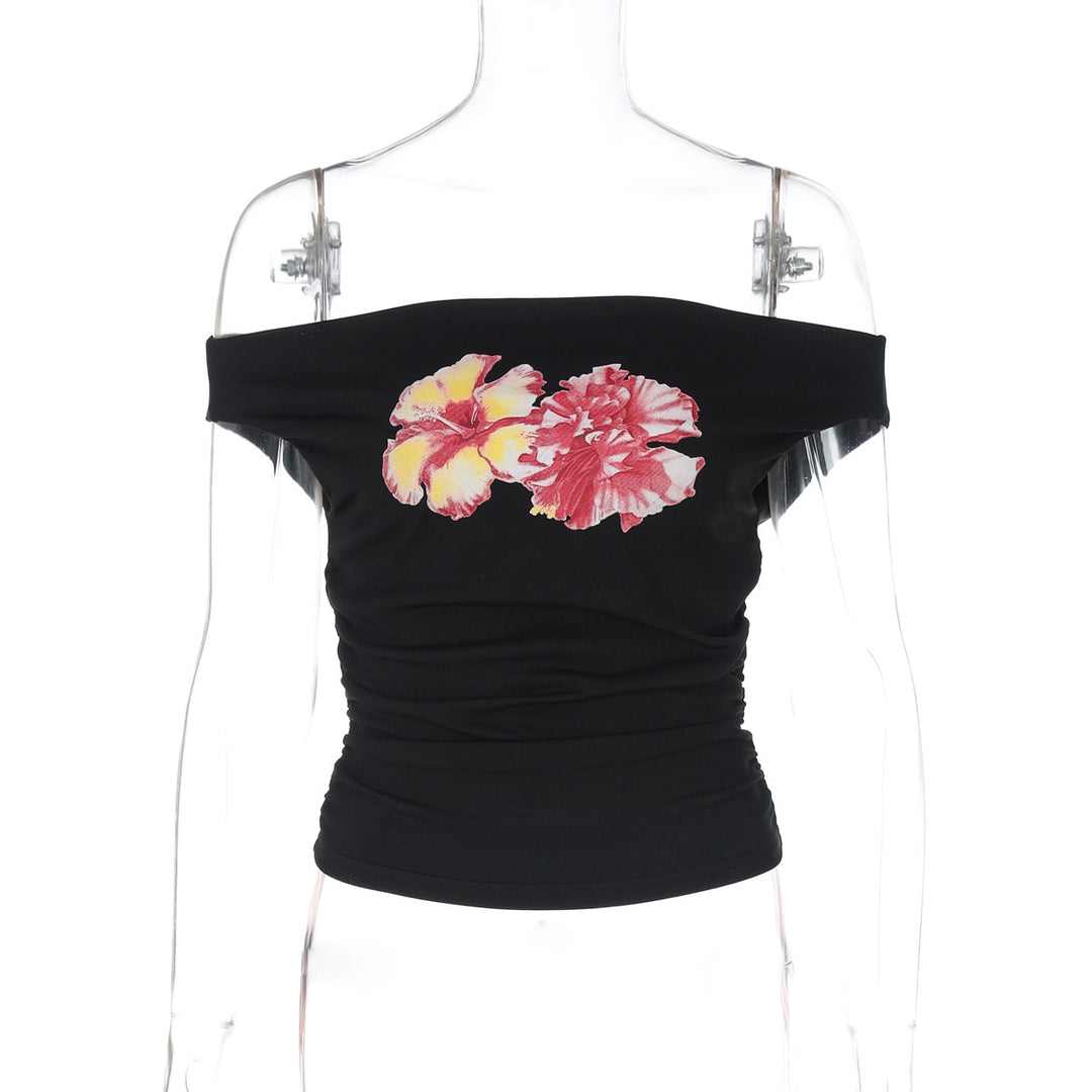 Damen Off-Shoulder Top mit floralen Applikationen EB