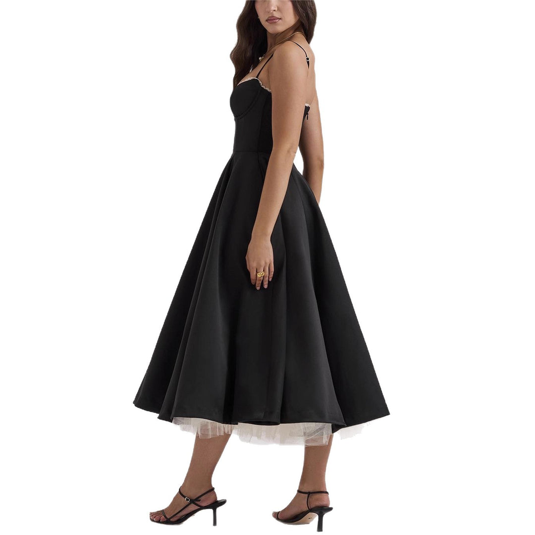 Damen nan Bustierkleid mit geformtem Mieder, weichem Tellerrock, integriertem Tüll-Unterzug und Eingrifftaschen EB