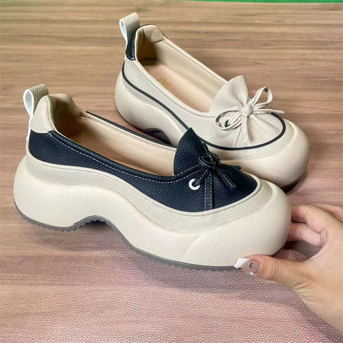 Damen Sleek Casual Slipper mit ausgeprägter Plateau-Sohle und modischem Bindegarn EB
