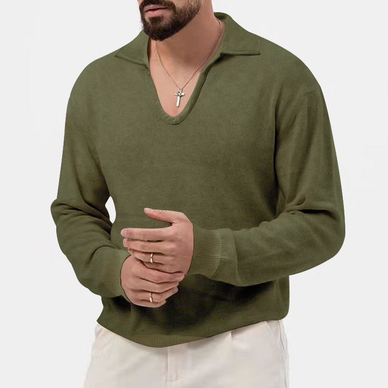 Herren modischer V-Ausschnitt Pullover aus atmungsaktivem Strickmaterial EB