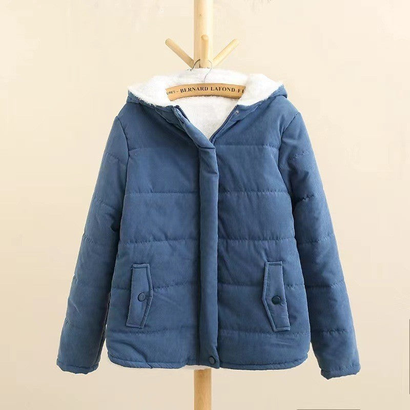 Damen gesteppte Winterjacke mit Kapuze und warmem Innenfutter EB