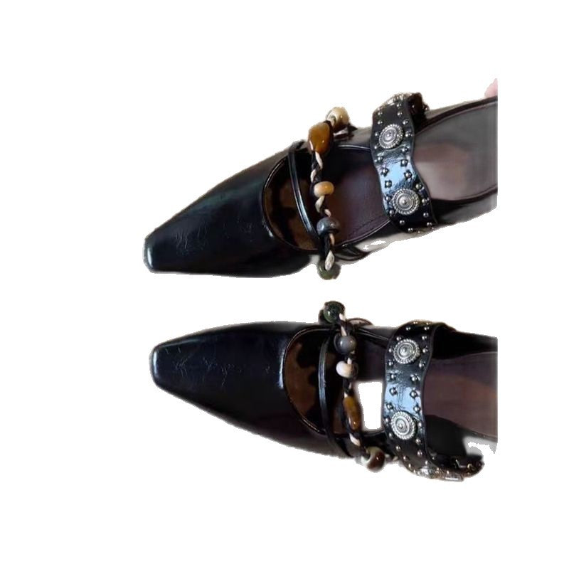 Damen elegante Slipper mit dekorativem Riemchendesign EB