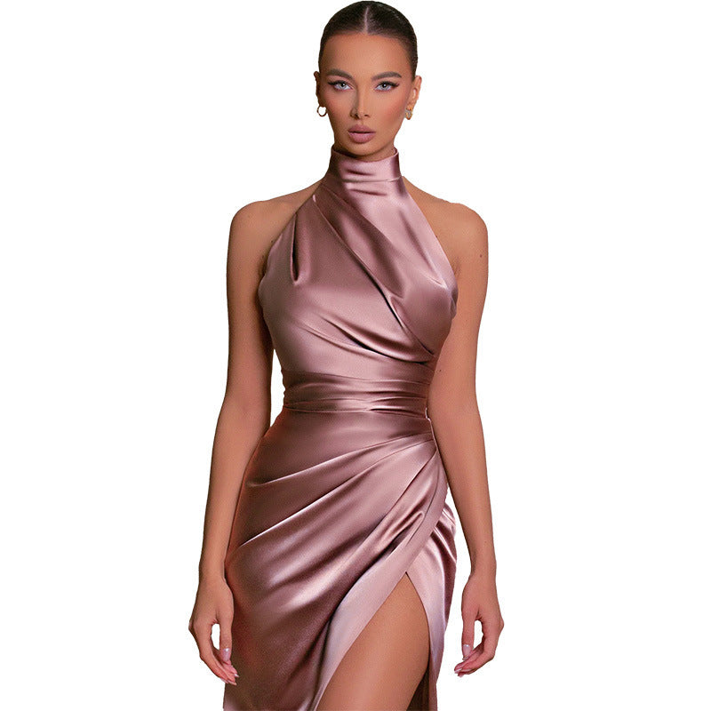 Damen Hochgeschlossenes Abendkleid mit verführerischem Schlitz EB