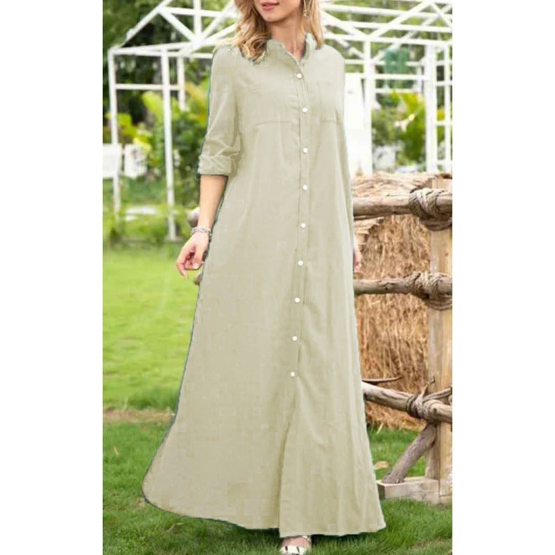 Damen Langarmhemdkleid mit Knopfdetails und raffiniertem Schnitt EB