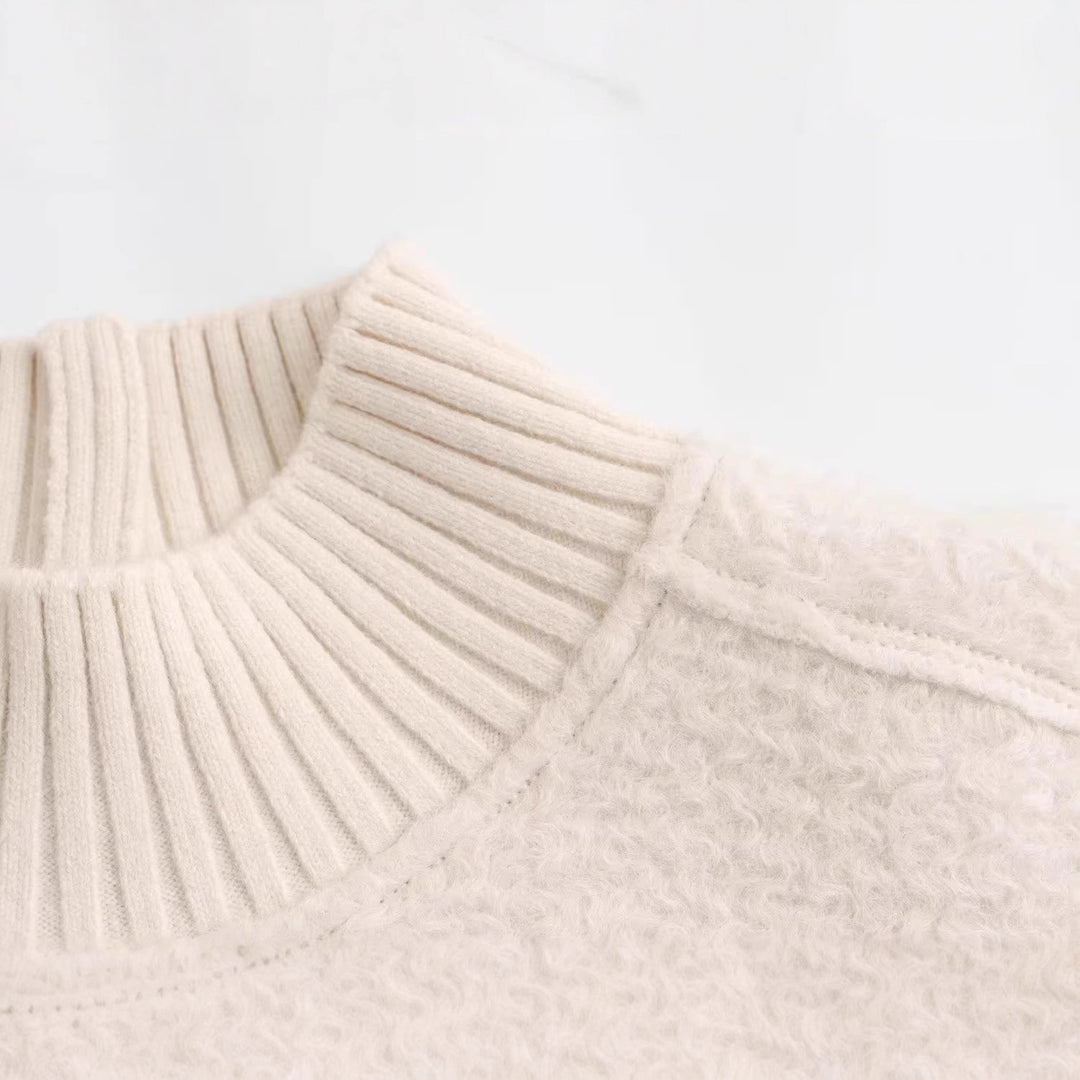 Damen Grobstrickpullover mit hohem Kragen EB