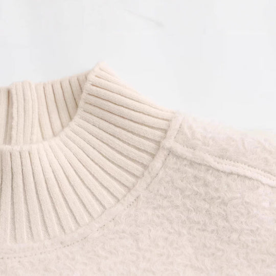 Damen Grobstrickpullover mit hohem Kragen EB