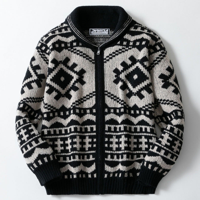 Herren designorientierte Strickjacke mit geometrischem Muster EB