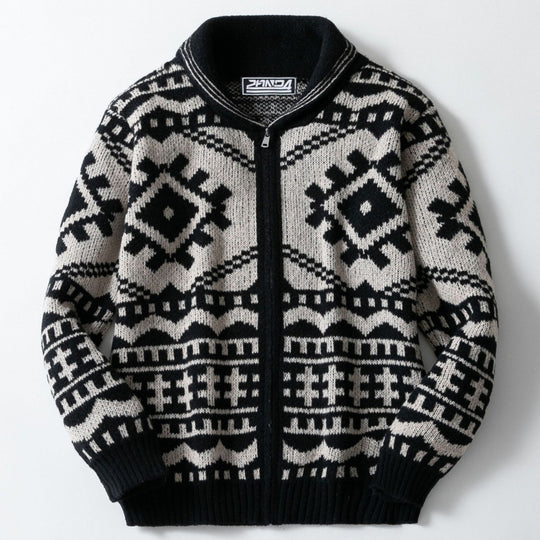 Herren designorientierte Strickjacke mit geometrischem Muster EB