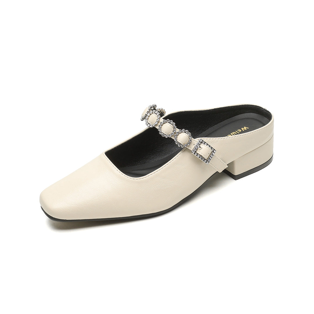 Damen elegante Slingback-Mules mit modischem Riemen und luxuriöser Schnallenakzent EB