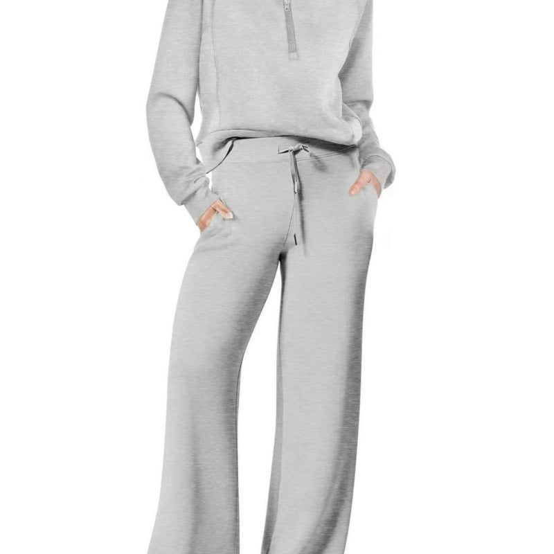 Damen Sportliches Set mit Stehkragen und weit geschnittenen Hosen EB