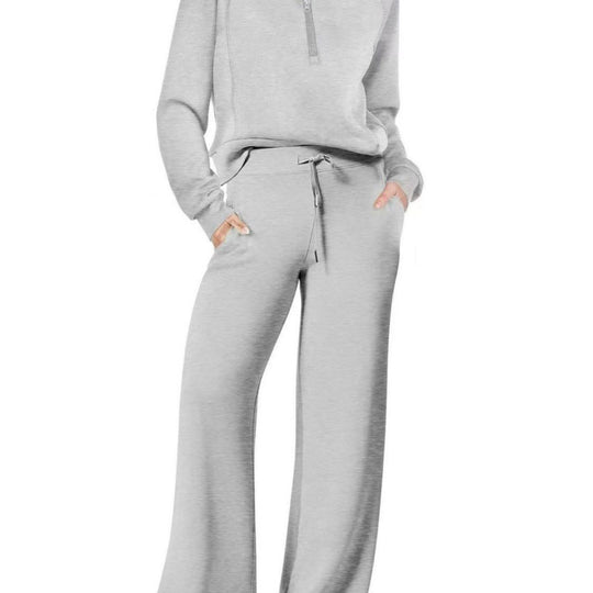 Damen Sportliches Set mit Stehkragen und weit geschnittenen Hosen EB