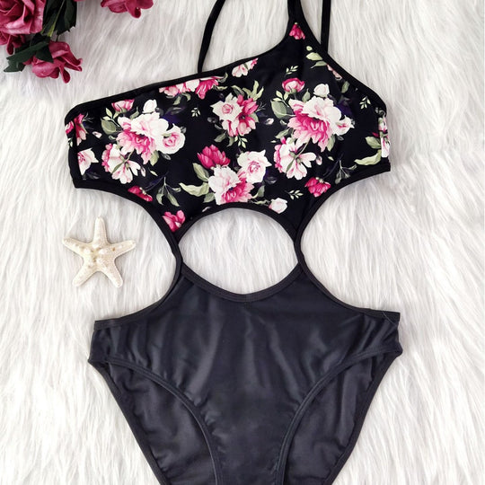 Damen Einteiler-Badeanzug mit floralem Druck EB