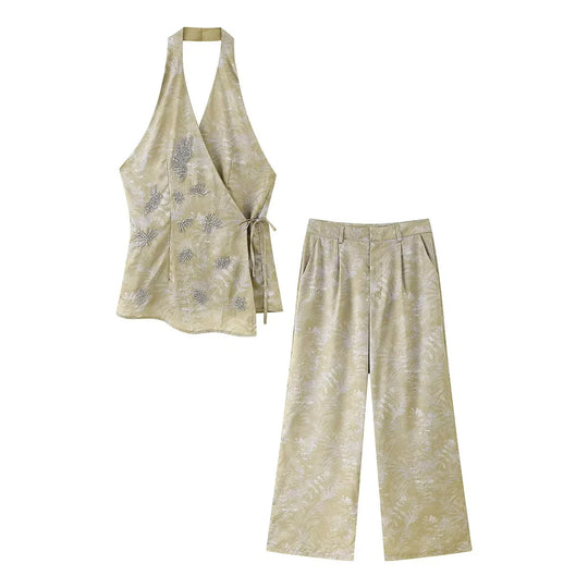 Damen elegante Culotte-Hose mit floralem Muster und weichem Material EB