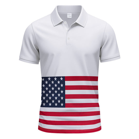 Herren Poloshirt mit einzigartigem Flaggenmotiv und moderner Passform EB