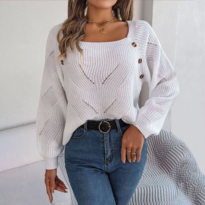 EB | Bequemer Einfarbiger Strickpullover Für Freizeit