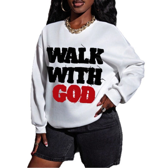 Damen nan Statement-Sweatshirt mit religiösem Typo-Print, oversized Schnitt, Rundhalsausschnitt und weichem Innenfutter EB