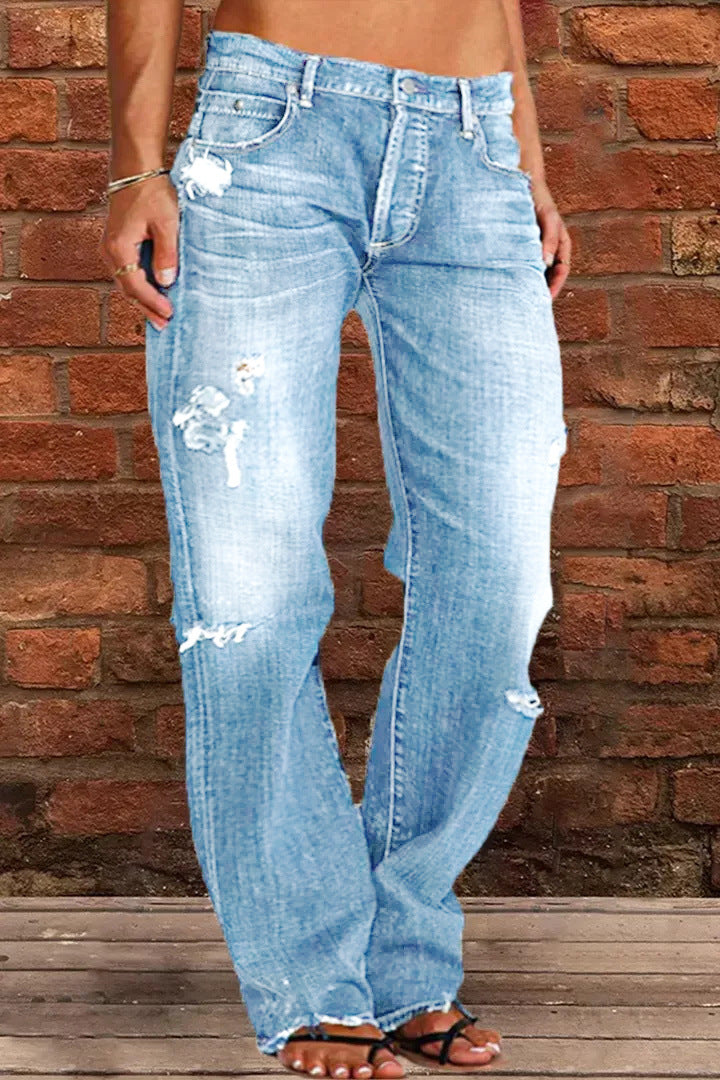 Damen lockere Jeans im Used-Look EB
