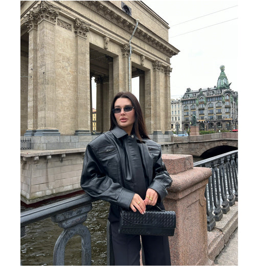 Damen Snacklederjacke mit lässigem Schnitt EB