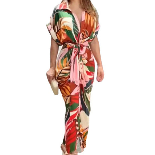 Damen Midikleid mit lässigem Schnitt und Taillengürtel EB