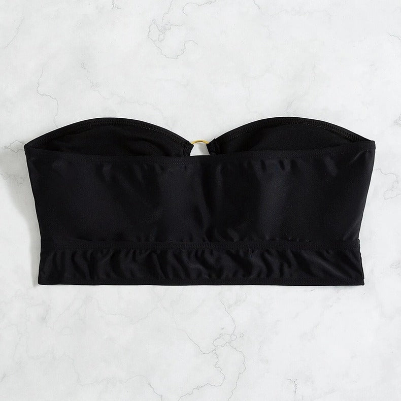 Damen Bandeau-Bikinioberteil mit glitzerndem Ring-Detail EB